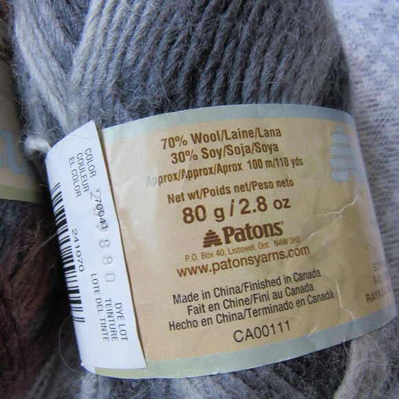 Lot of 3 sks Patons SWS yarn, 80g each, 100m each, 70% wool, 30% soy, - Picture 2 of 4